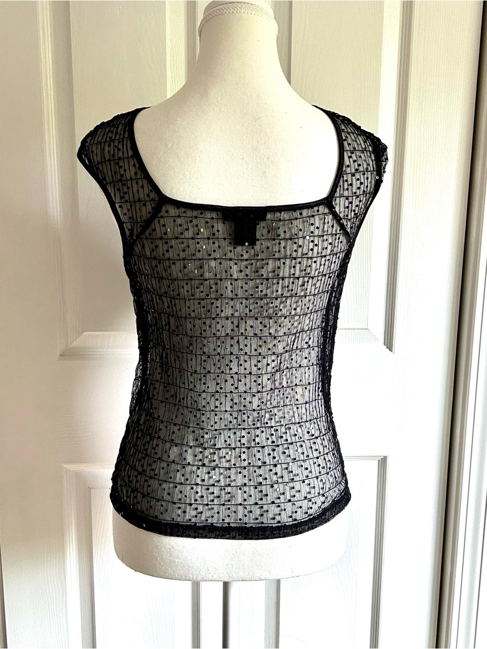 The Limited Black Sheer Sparkle Dot Mesh Top - Picture 2 of 4